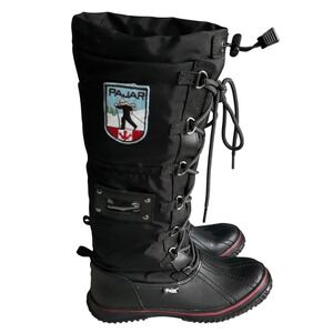 Pajar Tall Winter Duck Snow boots Women EUR 39 US 7 - 7.5 Black Lace up Sherpa